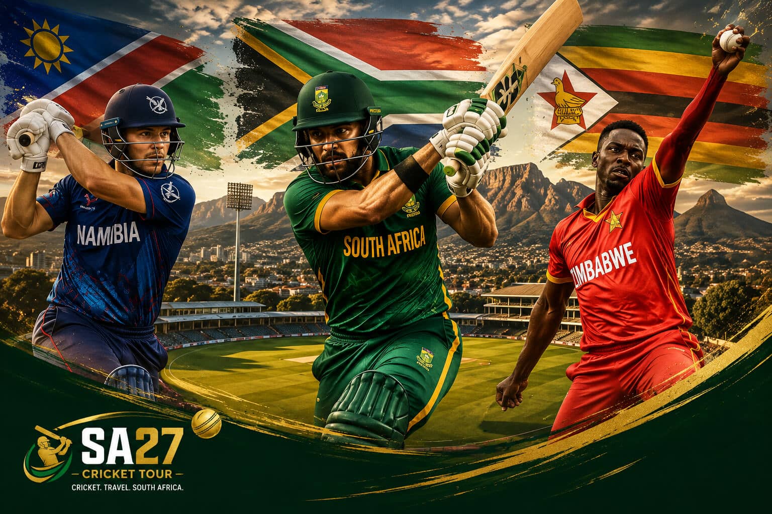 South Africa, Namibia and Zimbabwe squads announced for the 2026 Namibia T20I Tri-Series in Windhoek.