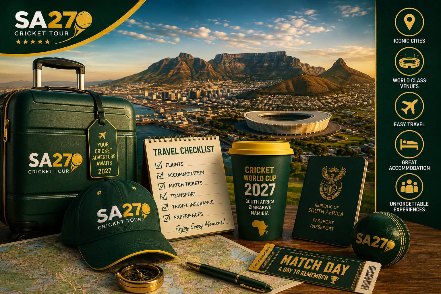 SA27 Cricket Tour travel planning for the 2027 Cricket World Cup