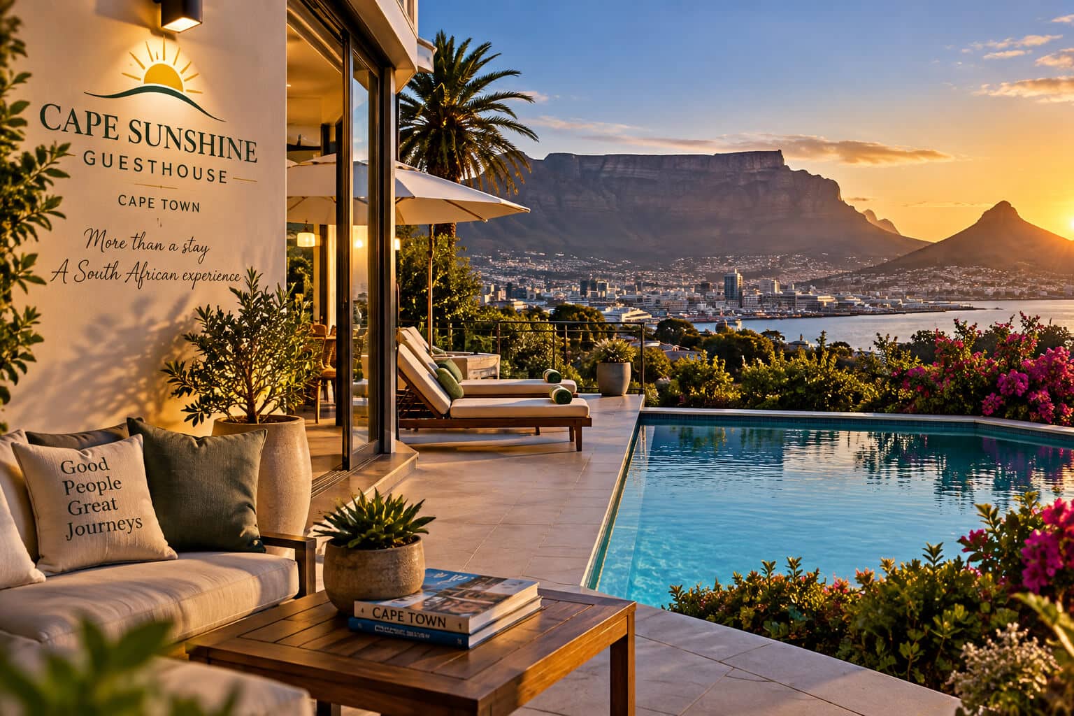 Cape Sunshine Guesthouse overlooking Cape Town and Table Mountain